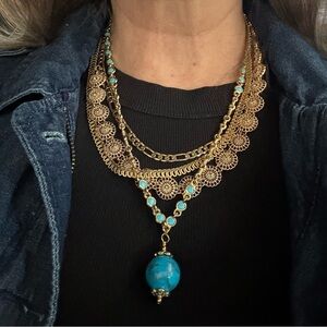 Upcycled Gold Tone Multi Strand Necklace